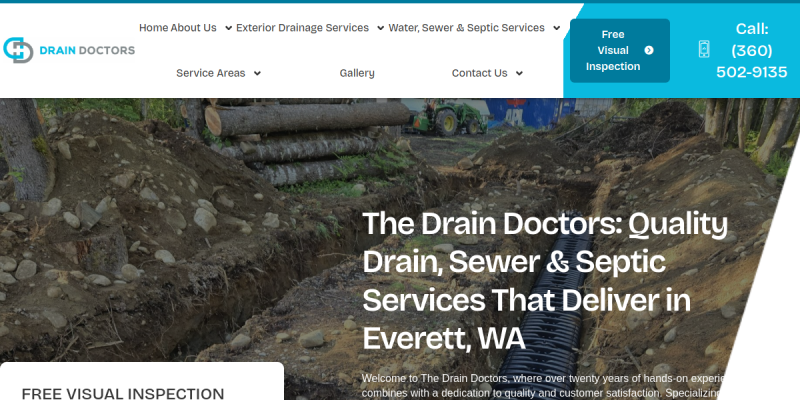 Sewer Line Repair Everett WA website screenshot