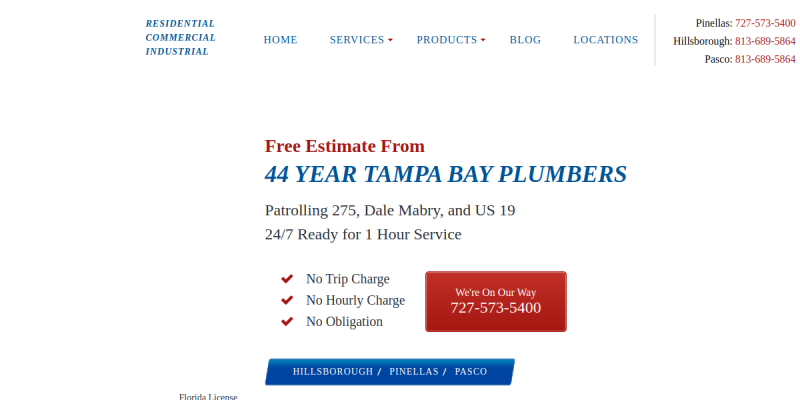 Plumbing Contractor St. Petersburg FL website screenshot
