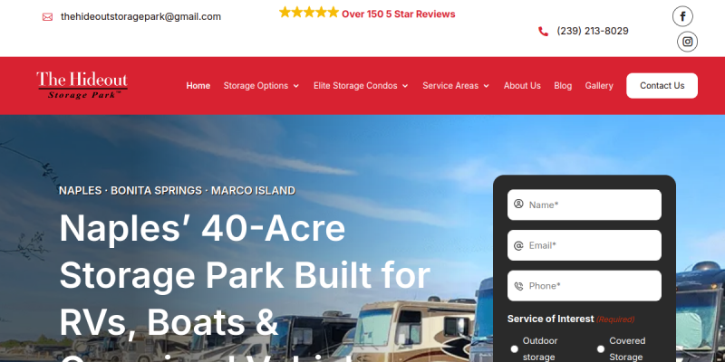 Car Storage Naples FL website screenshot