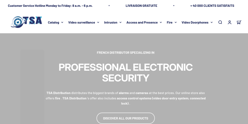 Couverture du projet TSA Distribution — Distributeur de systèmes de sécurité et vidéosurveillance