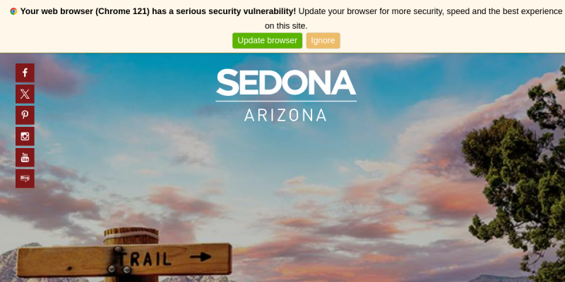 Screenshot of the Visit Sedona website
