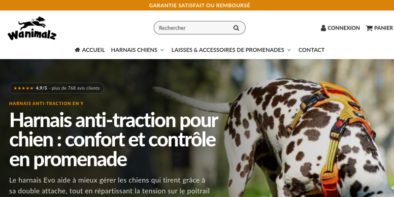 Couverture du projet Wanimalz — Boutique en ligne de harnais anti-traction pour chiens