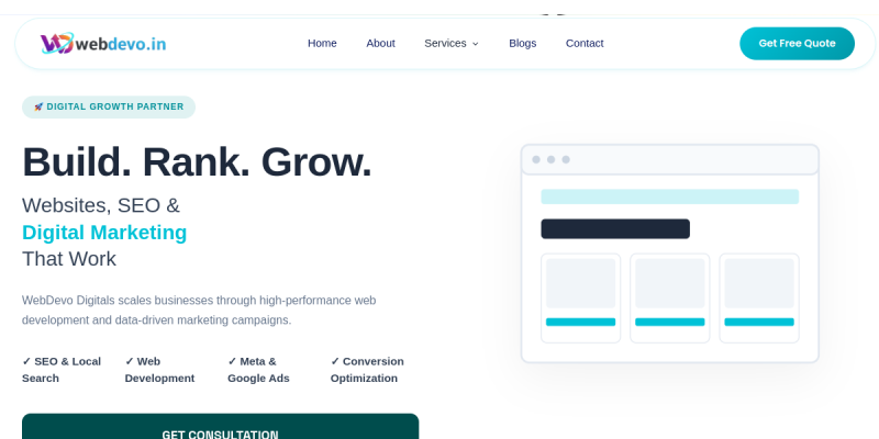 WebDevo Digitals Live Website Preview
