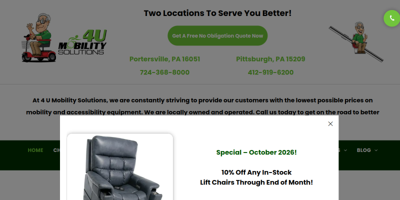 Chair Lift Company Sewickley Borough PA website screenshot