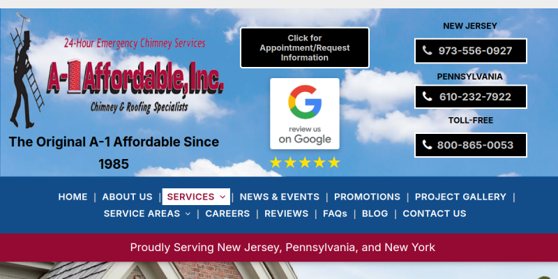 Professional Roofing Contractors in Clifton NJ website screenshot