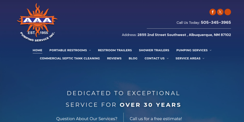Porta Potty Albuquerque NM website screenshot