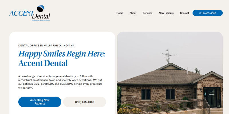 Dental Implant Restoration Chesterton In website screenshot