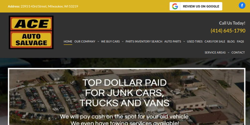 Local Junk Car Buyer Oak Creek WI website screenshot