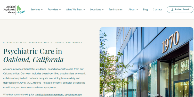 ADHD Therapy Oakland CA website screenshot
