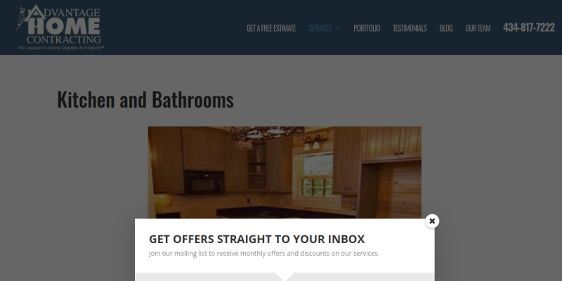 Advantage Home Contracting Offers Top Kitchen Remodeling Service Best In Charlottesville website screenshot