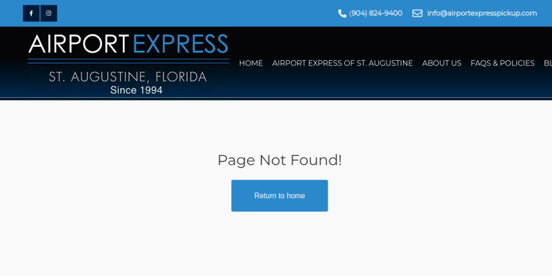 Airport Express of St Augustine Inc Offers Airport Transportation in Jacksonville FL website screenshot