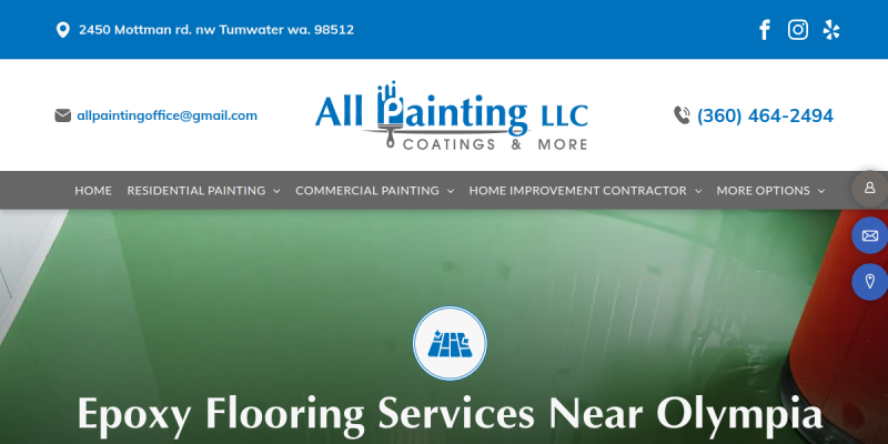 Epoxy Floor Installation Tumwater WA website screenshot