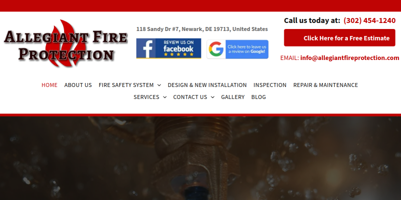 Fire Sprinkler Systems Cecil County Md website screenshot