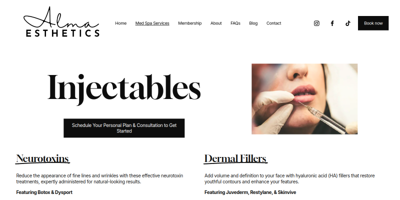 Alma Esthetics Provides Best Lip Filler In Austin, TX website screenshot