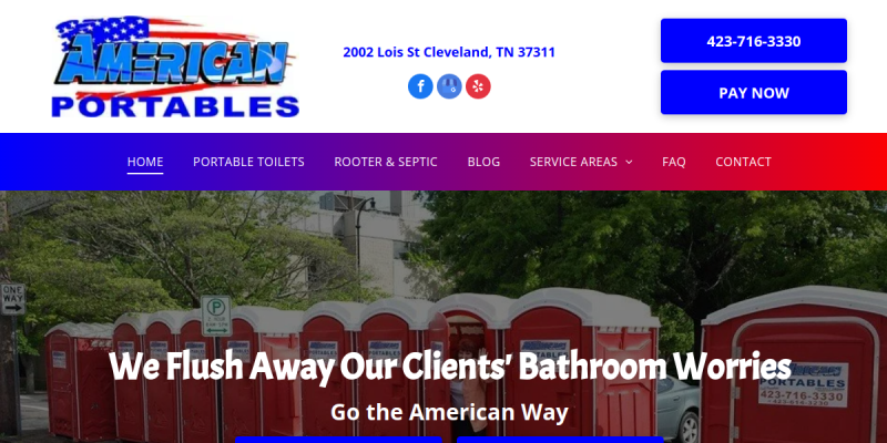 Portable Toilets Ooltewah TN website screenshot