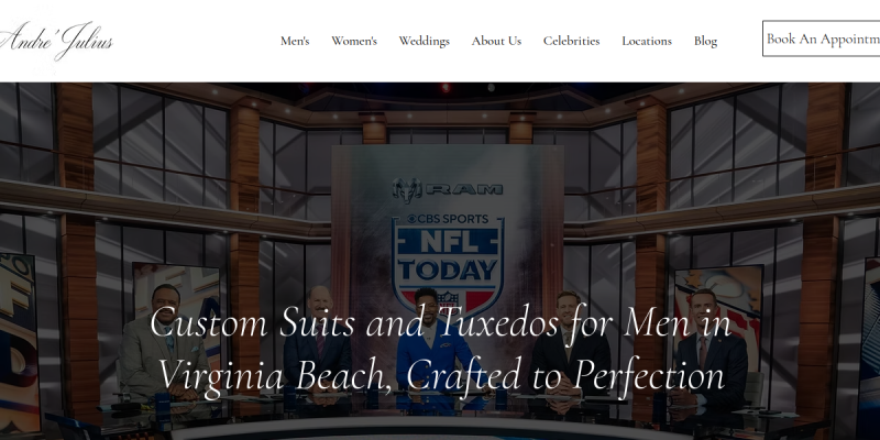 Andre Julius Offers Elegant Wedding Suit Services In Virginia Beach VA website screenshot