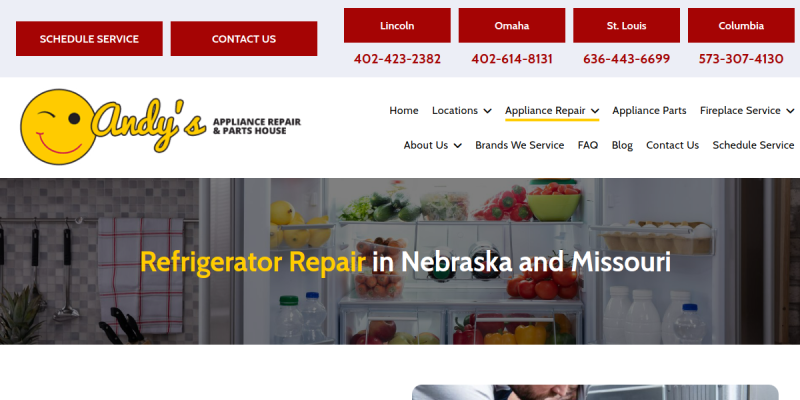Refrigerator Repair Lincoln NE website screenshot