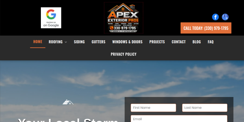 Roofing Contractor Cleveland OH website screenshot
