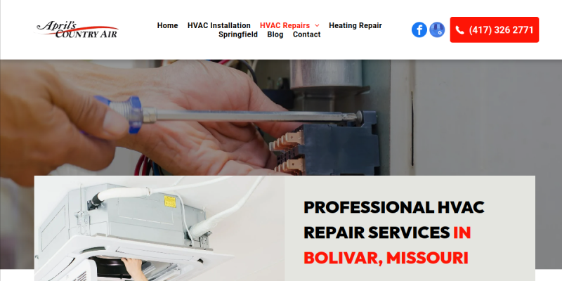 HVAC Repair Bolivar MO website screenshot