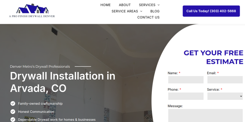 Drywall Install Arvada Co website screenshot