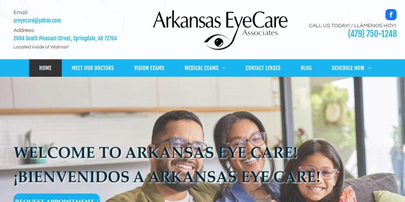 Optometrist Services Springdale AR website screenshot