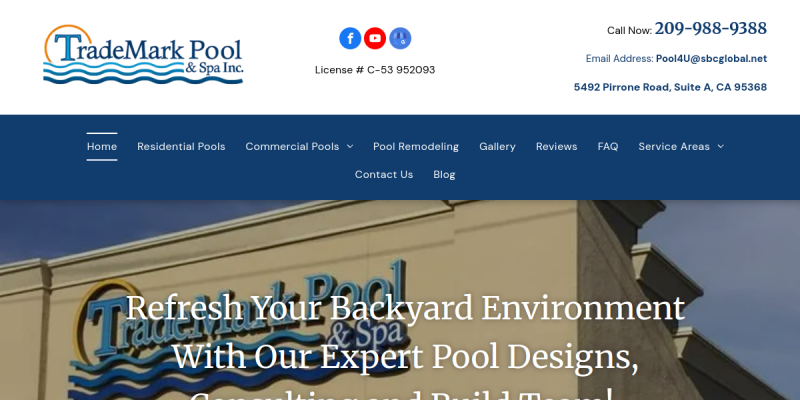 Swimming Pool Renovation Company Copperopolis CA website screenshot