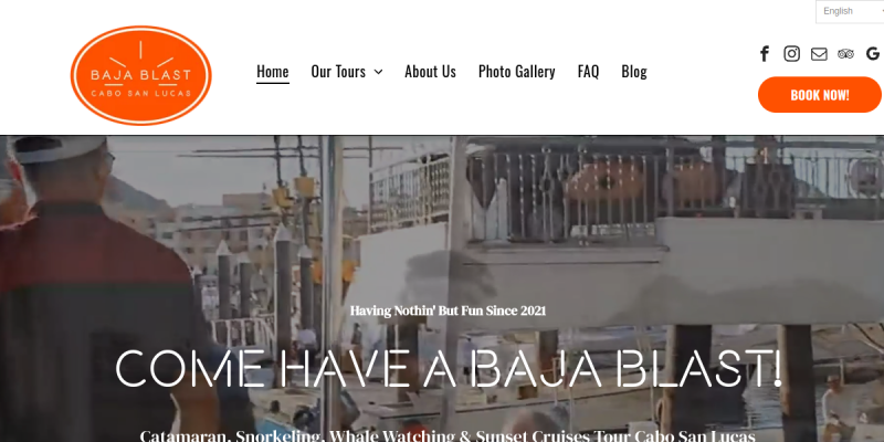 Private Sunset Cruise Cabo San Lucas website screenshot