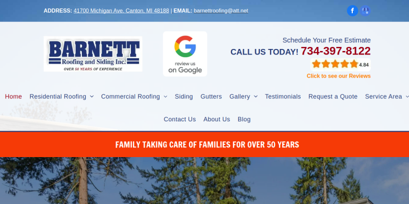 Roofing Contractors Livonia MI website screenshot