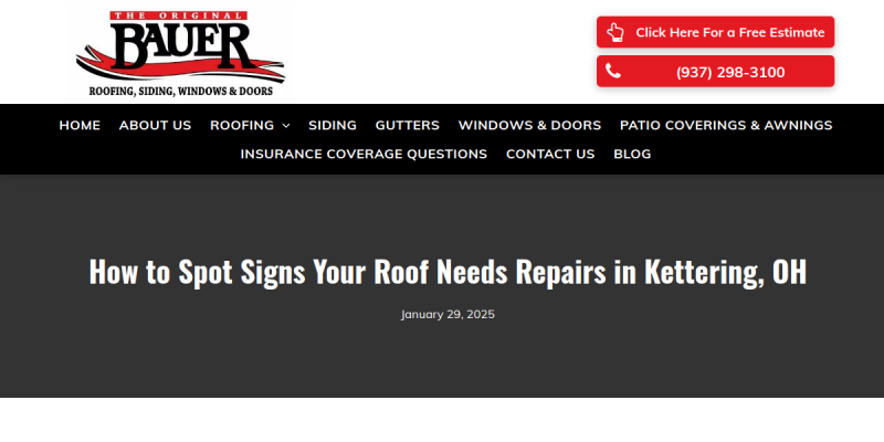Roofing Services Kettering, OH website screenshot