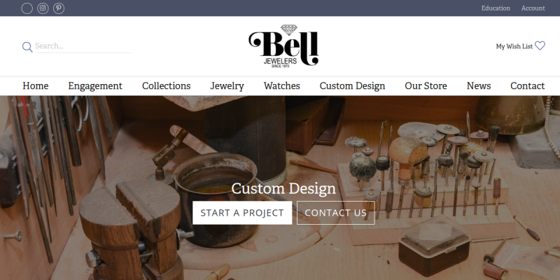Customized Jewelry Design in Murfreesboro at Bell Jewelers website screenshot