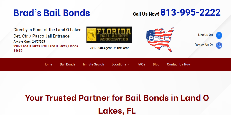 Land O Lakes Bail Bonds website screenshot