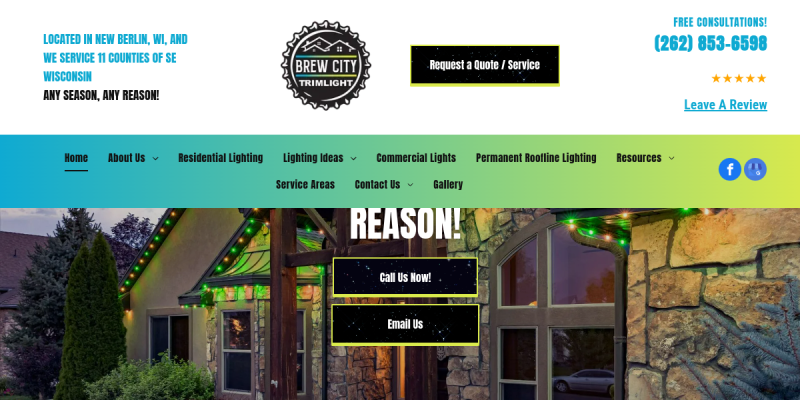 Outdoor Permanent Lighting Brookfield WI website screenshot
