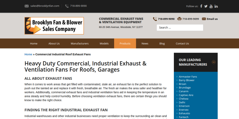 For Effective Ventilation Choose Powerful Industrial Exhaust Fans website screenshot