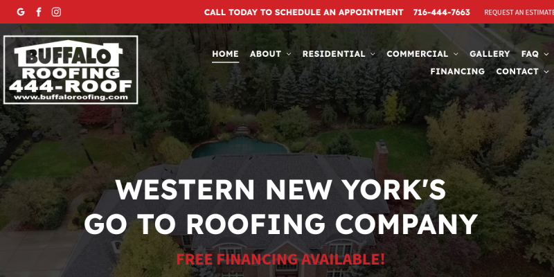 Hiring Professional Roofing Contractors in Buffalo NY website screenshot