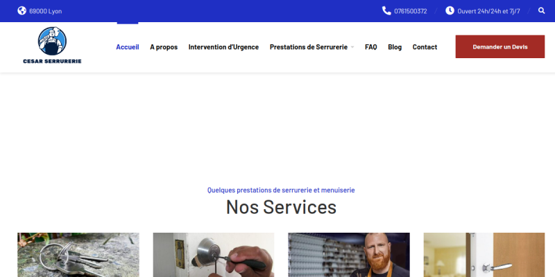 Couverture du projet César Serrurerie — Serrurier d'urgence 24/7 et sécurisation de portes