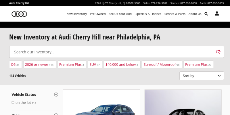 Audi S8 Philadelphia website screenshot