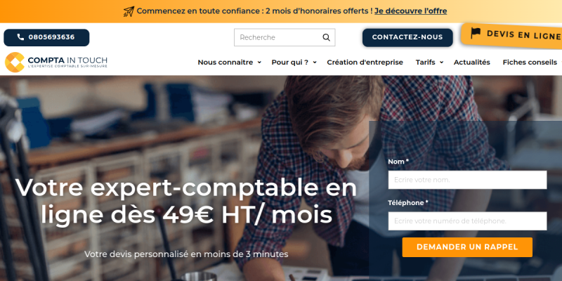 Capture d'écran du site Compta In Touch