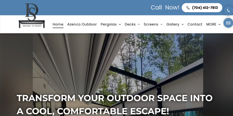 Decked In Shade Providing Custom Deck and Shade Solutions website screenshot