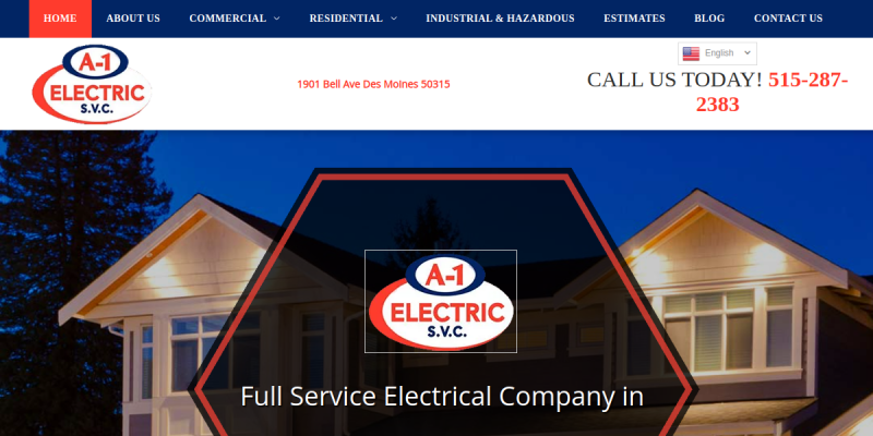 Local Electrical Repair Shop West Des Moines IA website screenshot