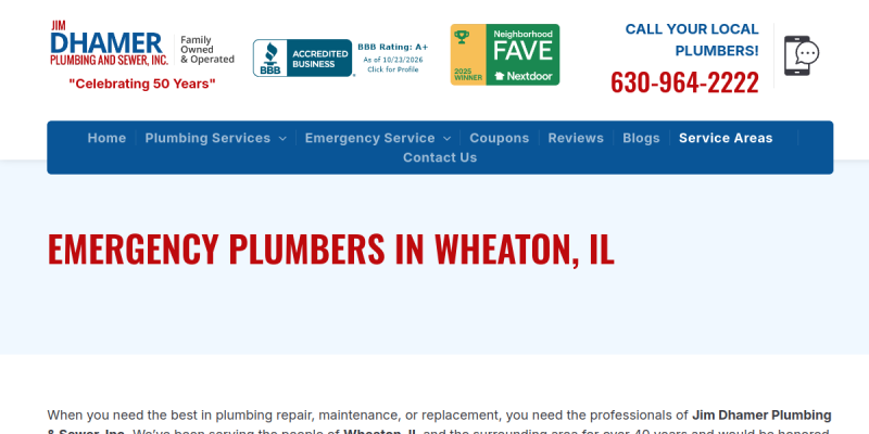 Emergency Plumbers Wheaton Il website screenshot