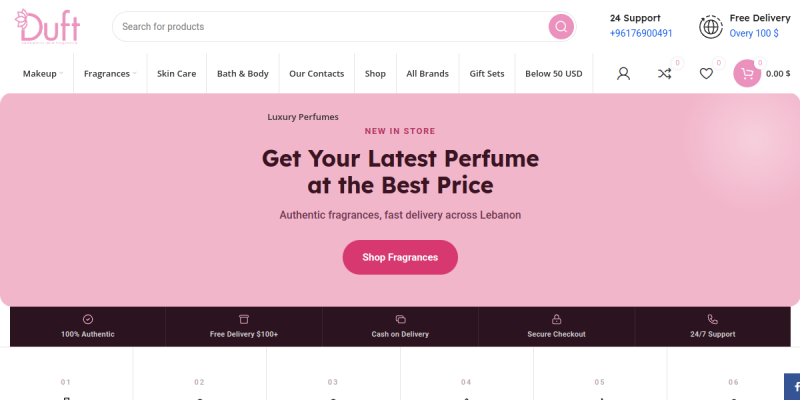 Duft Lebanon e-commerce website screenshot