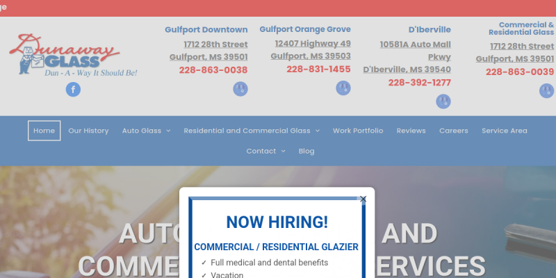 Custom Made Shower Doors Pascagoula MS website screenshot
