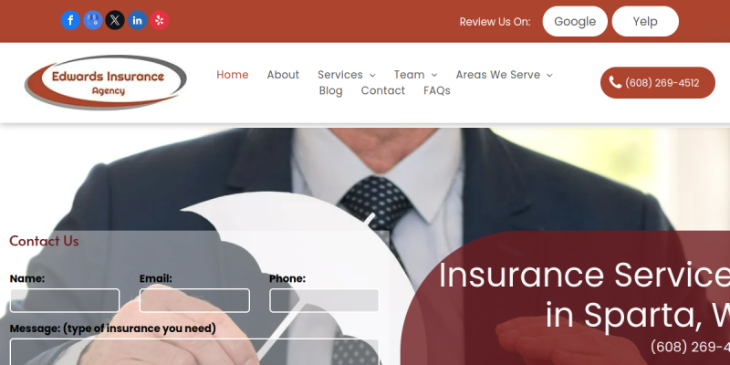 Tenant Insurance Monroe County WI website screenshot