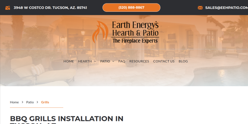 BBQ Grills Installation Tucson AZ website screenshot