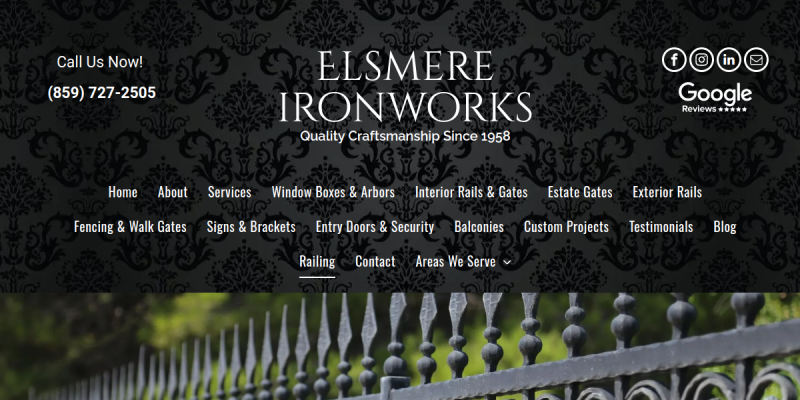 Elsmere Ironworks Creating Custom Metalwork and Architectural Iron Designs website screenshot