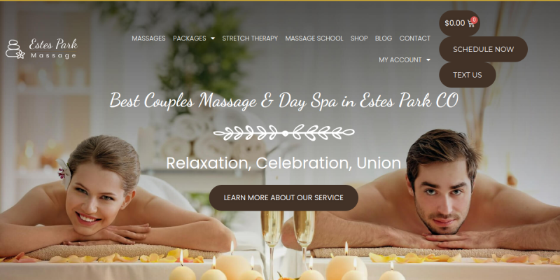 Discover Tranquility at Estes Park Spa website screenshot