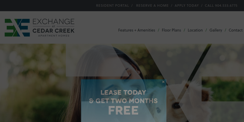 Contact Exchange At Cedar Creek For 1 Bedroom Apartments In Jacksonville. website screenshot