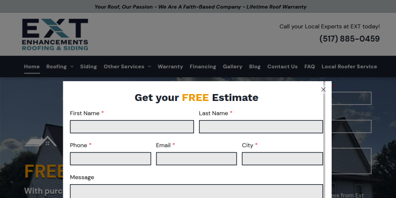 Siding Repair Contractor Brighton MI website screenshot