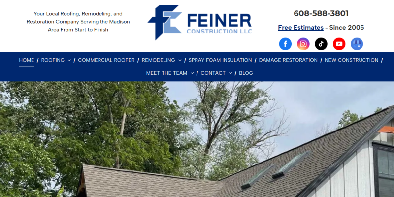 Roofing Company Middleton website screenshot