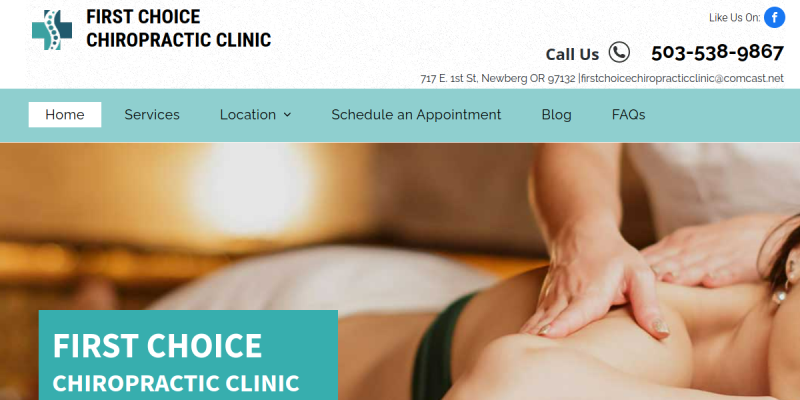 Chiropractor Clinic Newberg OR website screenshot